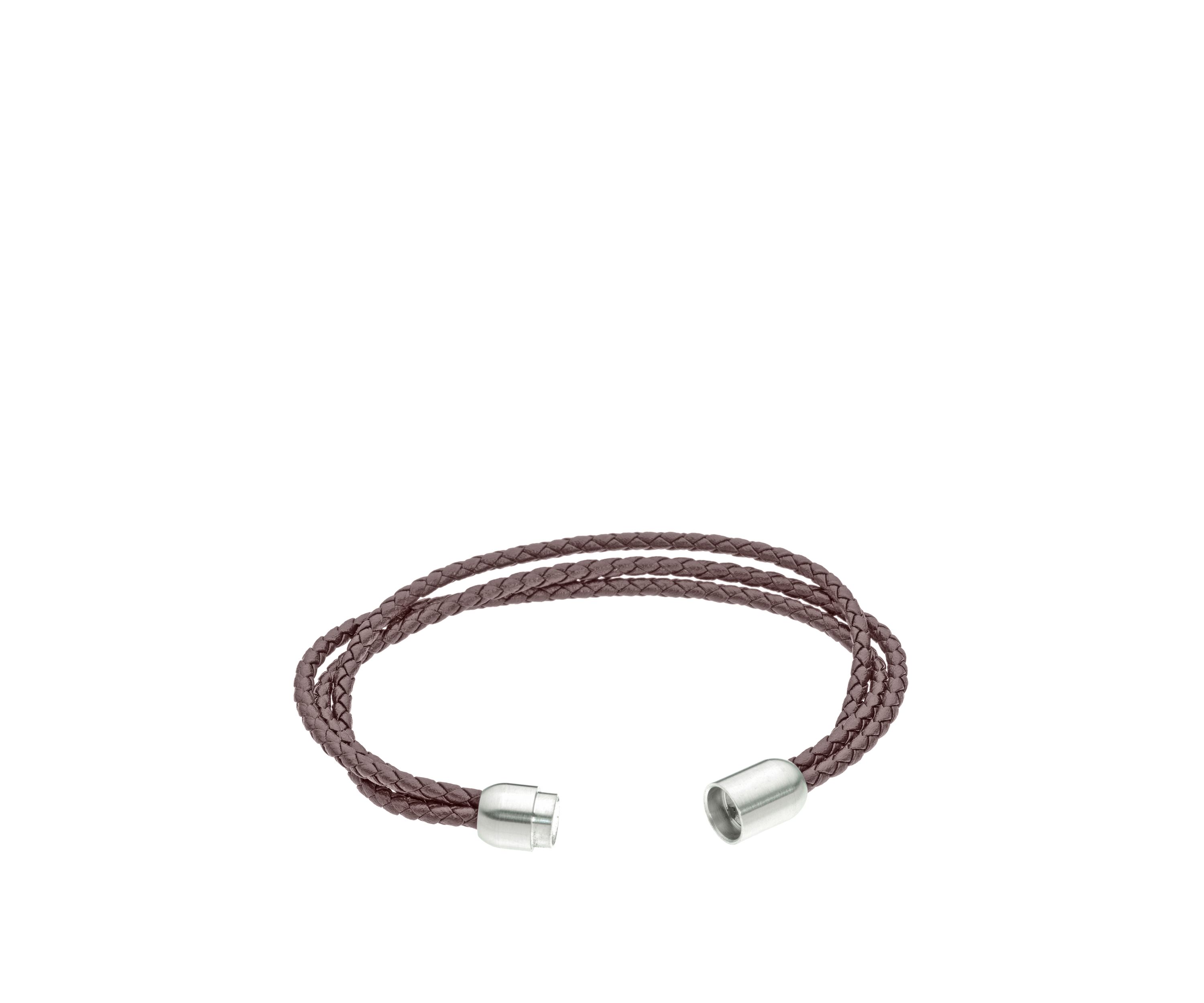 Stainless Steel Brown Leather Bracelet with Magnetic Closure