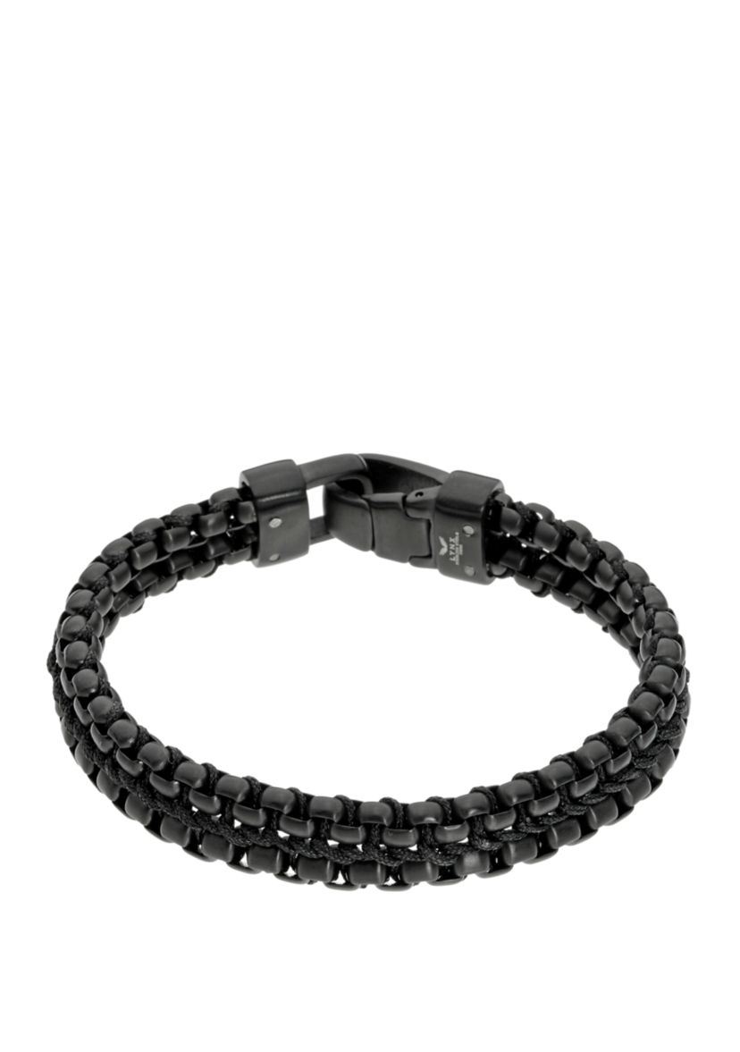 Stainless Steel 2 Row Bracelet with Black Ion Plating