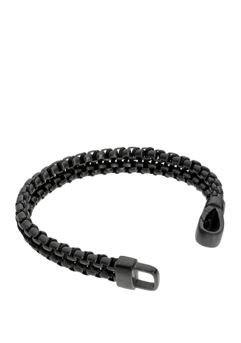 Stainless Steel 2 Row Bracelet with Black Ion Plating