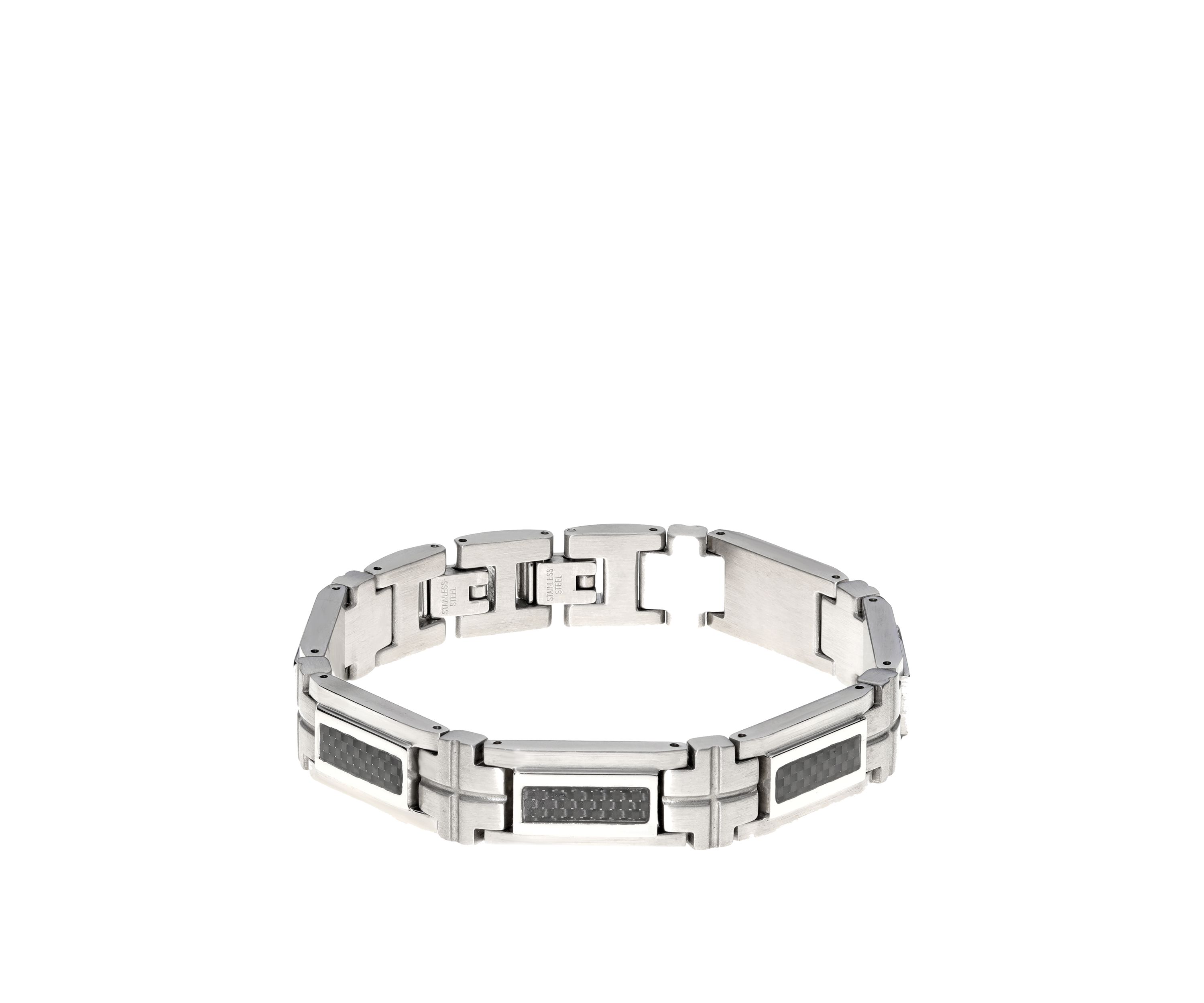 Stainless Steel Bracelet with Carbon Fiber and Extender Lock