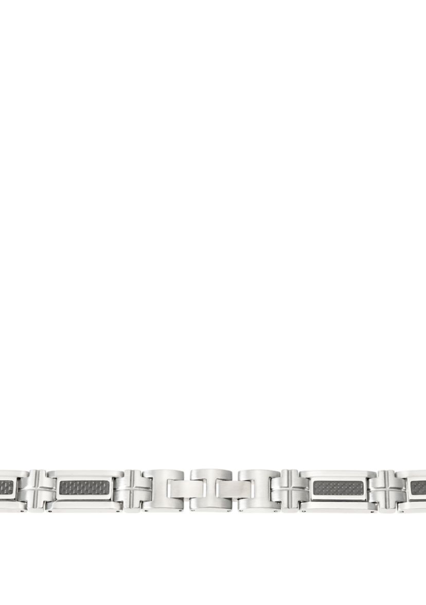 Stainless Steel Bracelet with Carbon Fiber and Extender Lock