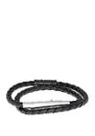 Stainless Steel Black Braided Leather Leather Bracelet with Adjustable Clasp and Black Ion Plating