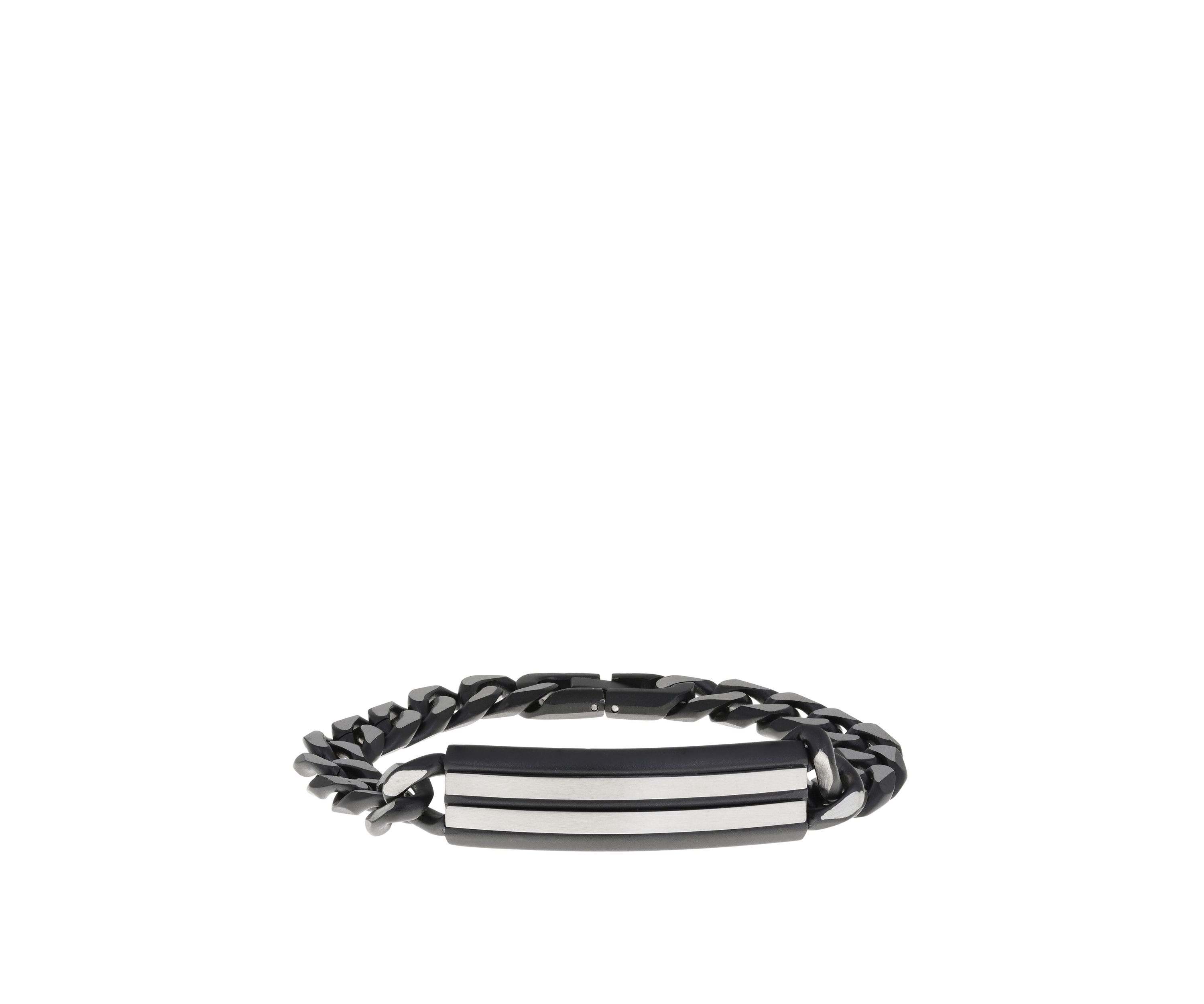 Stainless Steel Black Ion Plated ID Bracelet with Curb Chain