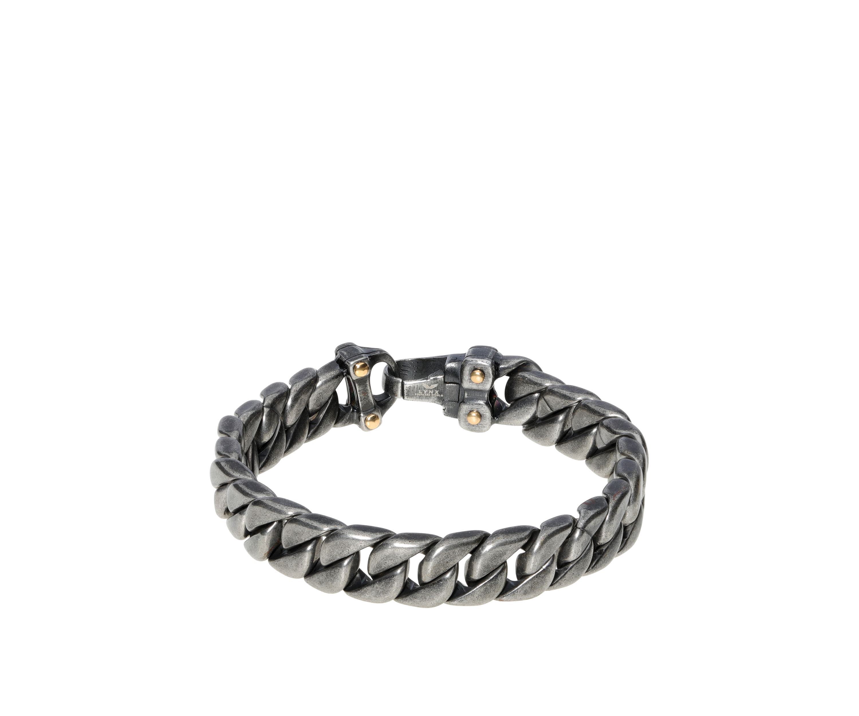 Stainless Steel Curb Chain Bracelet with Black and Gold Ion Plating