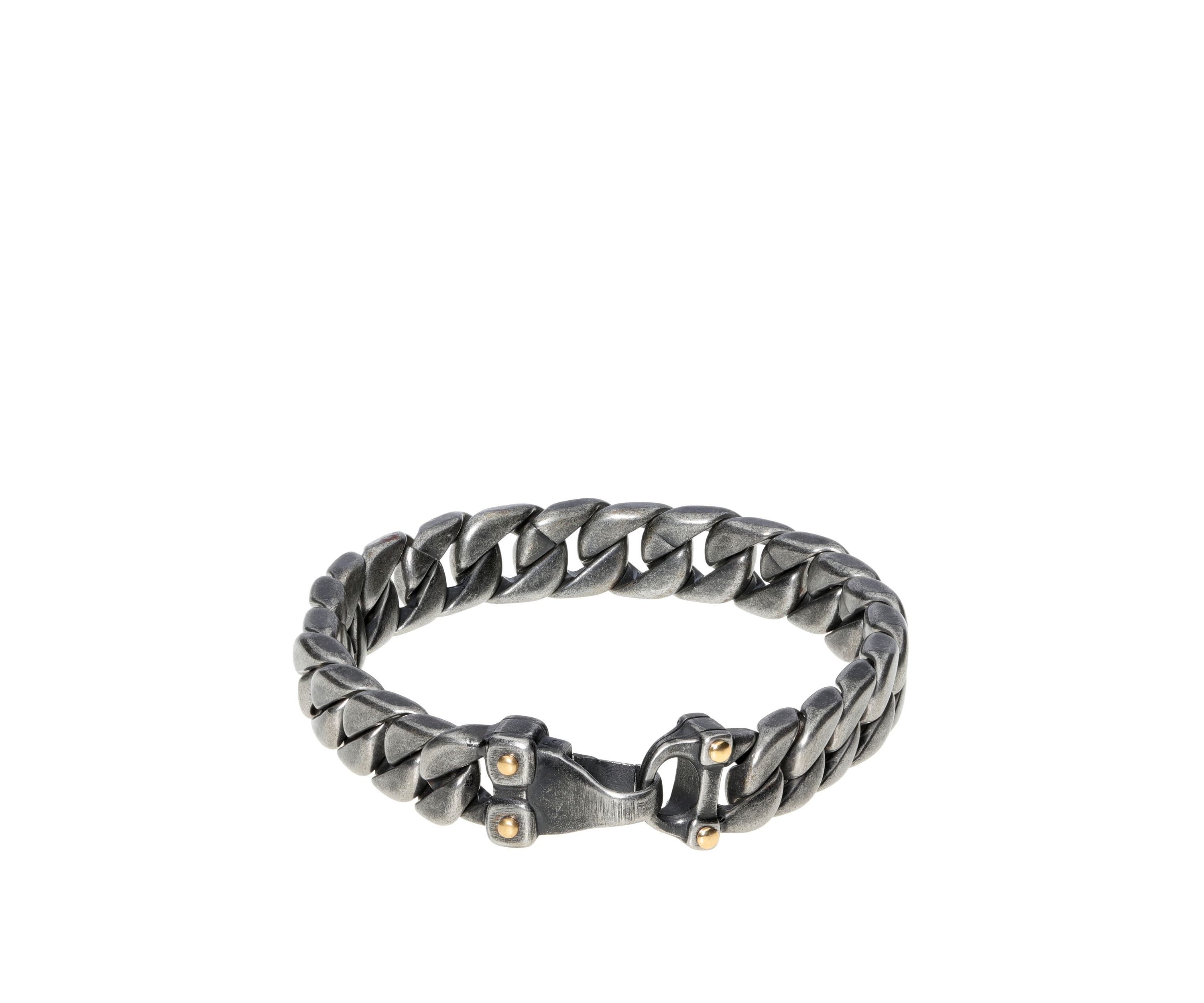 Stainless Steel Curb Chain Bracelet with Black and Gold Ion Plating