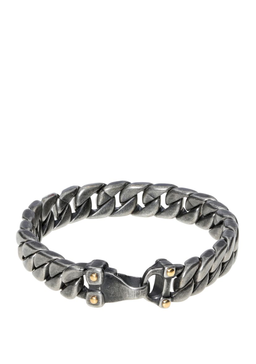 Stainless Steel Curb Chain Bracelet with Black and Gold Ion Plating