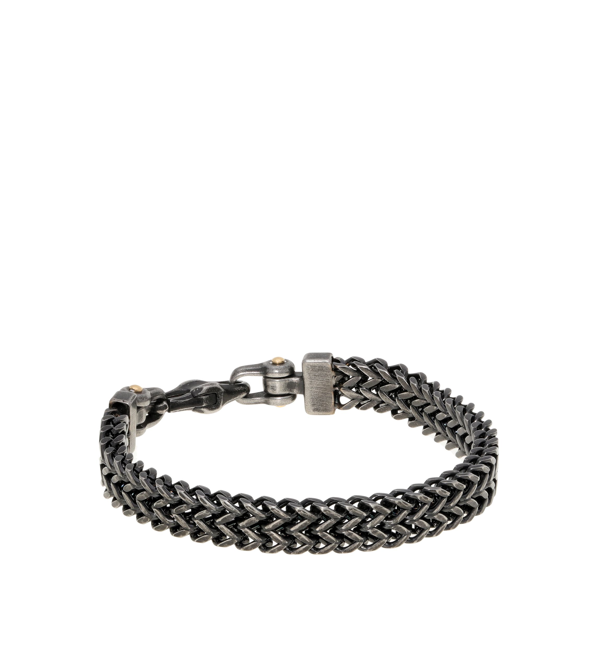 Stainless Steel Curb Chain Bracelet with Black and Gold Ion Plating