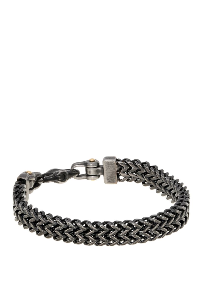 Stainless Steel Curb Chain Bracelet with Black and Gold Ion Plating
