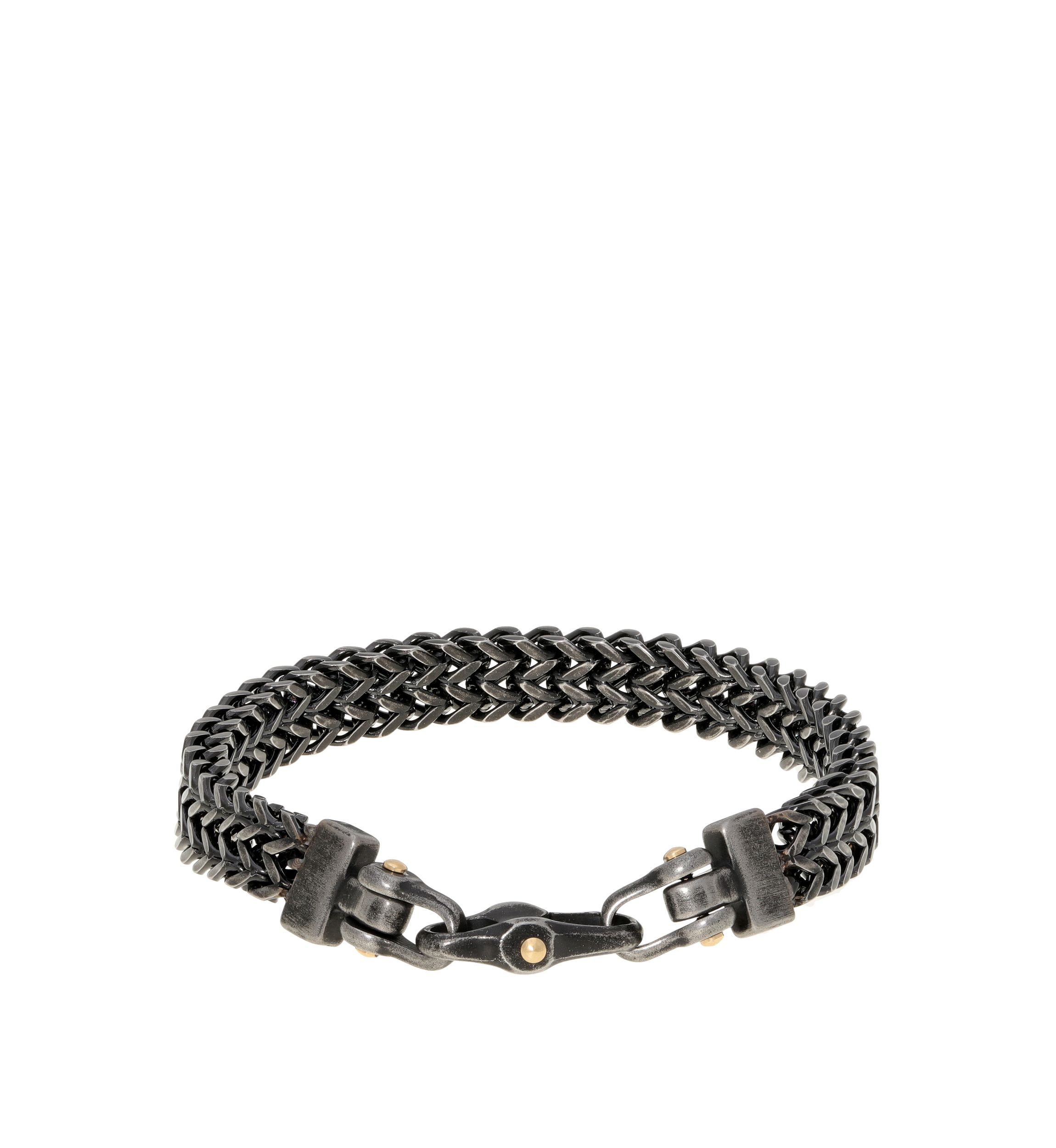 Stainless Steel Curb Chain Bracelet with Black and Gold Ion Plating