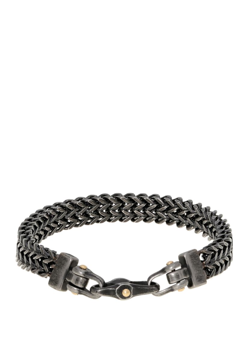 Stainless Steel Curb Chain Bracelet with Black and Gold Ion Plating