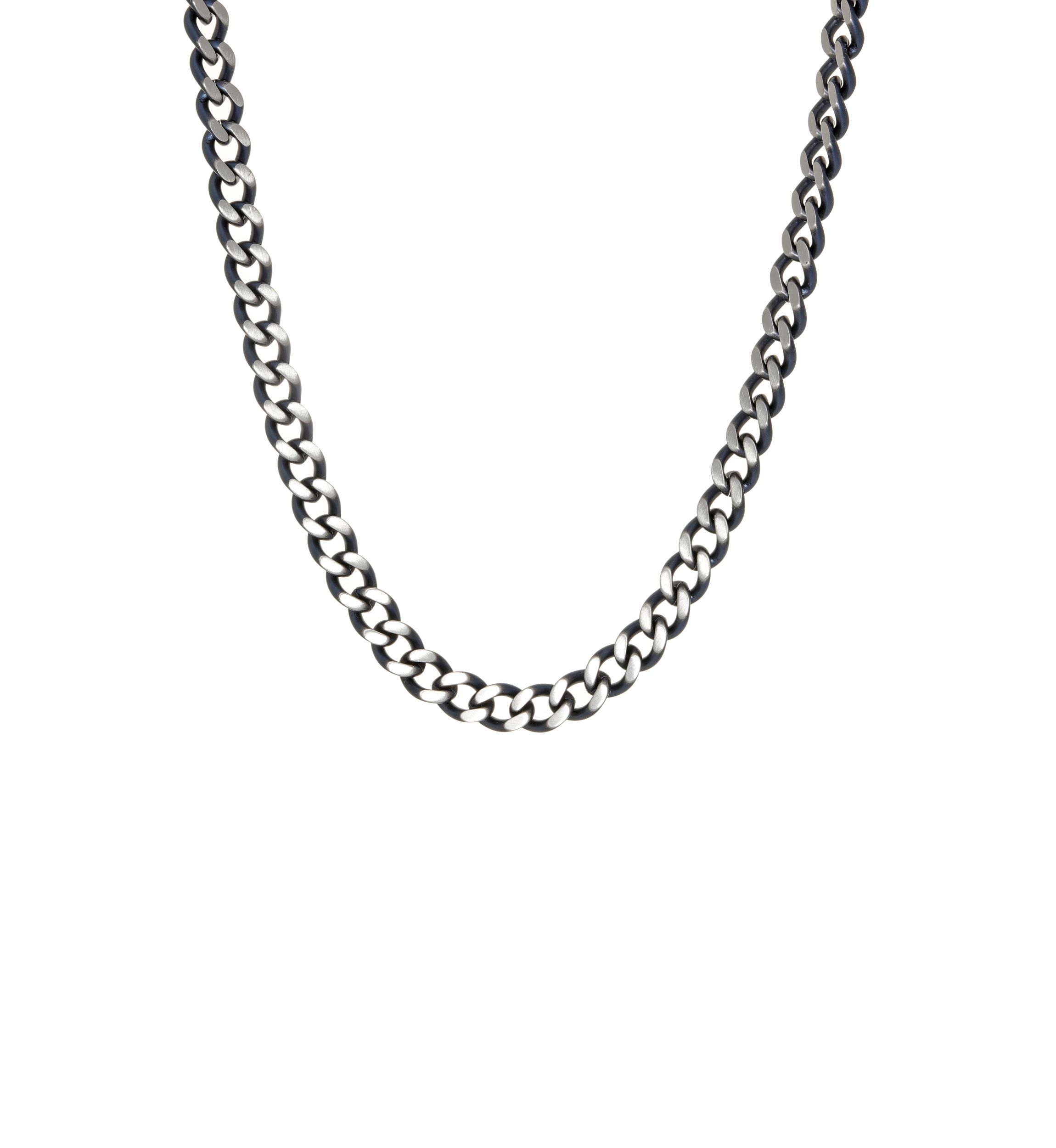 Stainless Steel Two Tone Neck with Gray IP 24 Inch Chain 