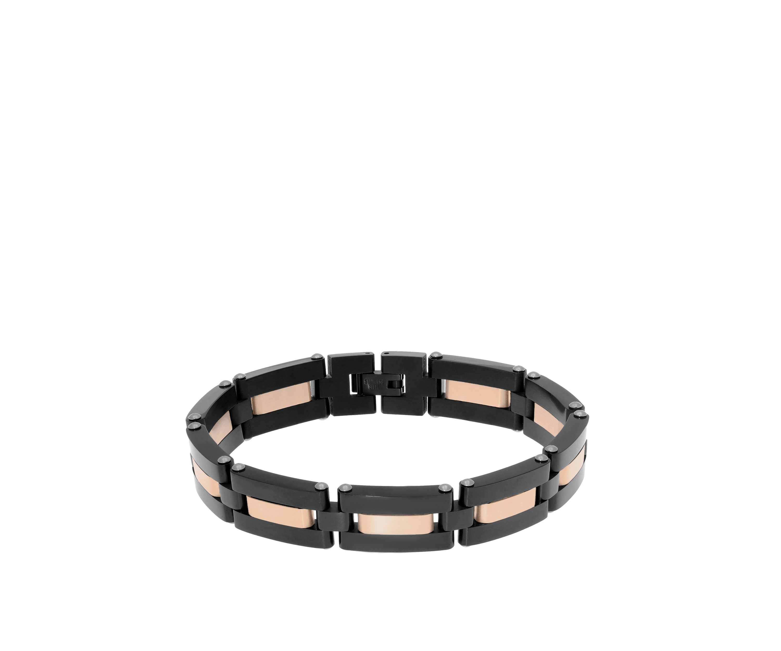 Stainless Steel Bracelet with Black & Rose IP Plating