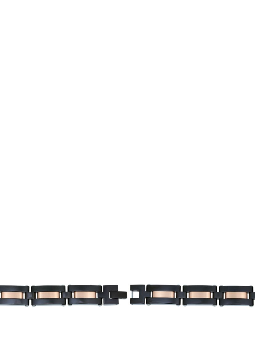 Stainless Steel Bracelet with Black & Rose IP Plating