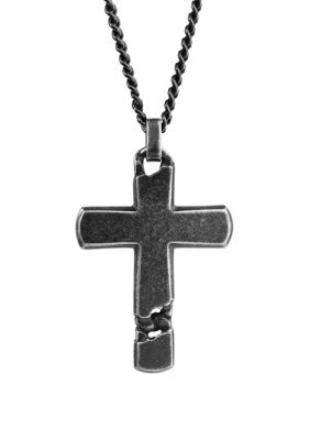 Belk & Co. Stainless Cross Pendant Necklace on 24 Inch Box Chain | belk