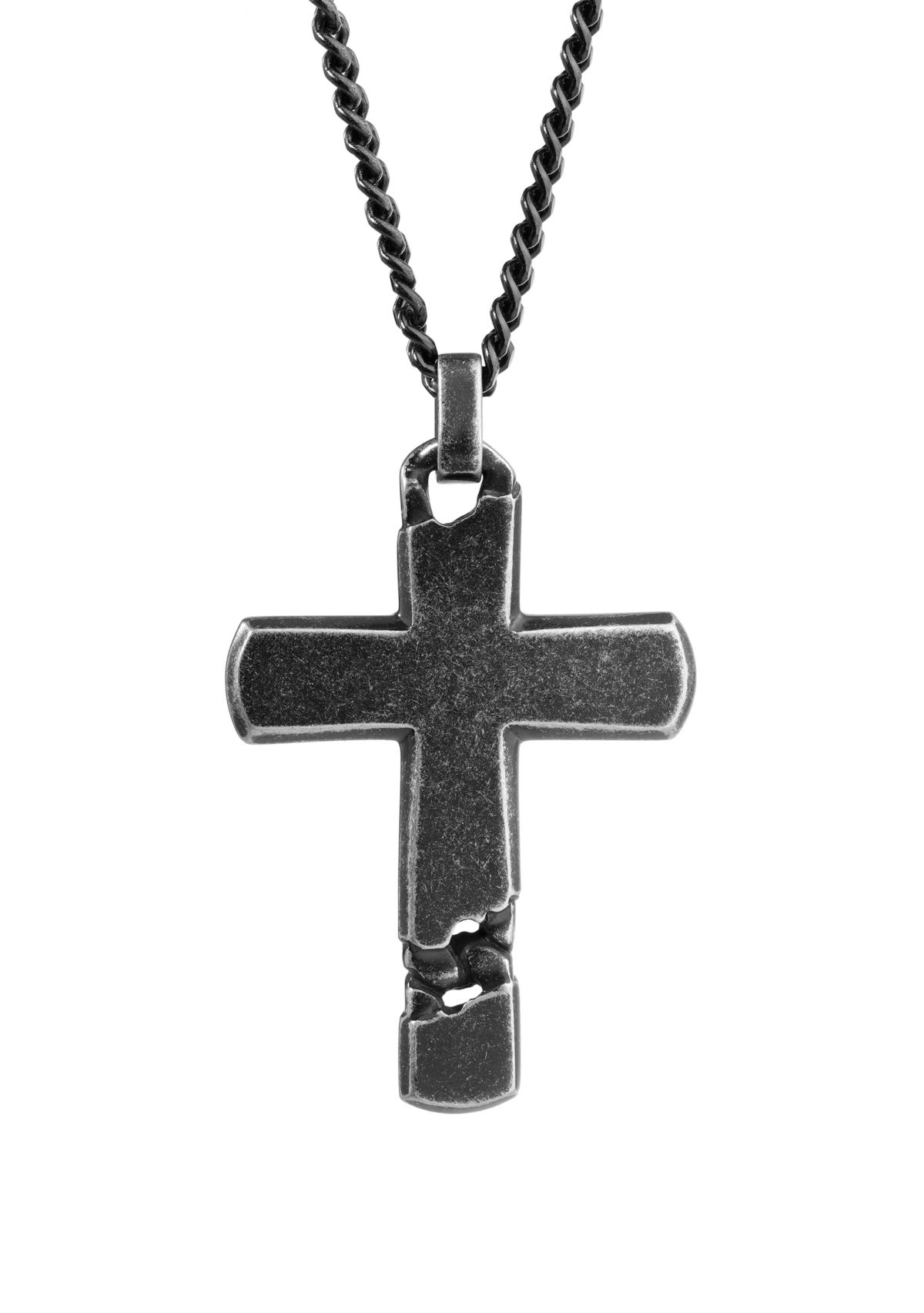 Stainless Cross Pendant Necklace with 24 Inch BIP Curb Chain