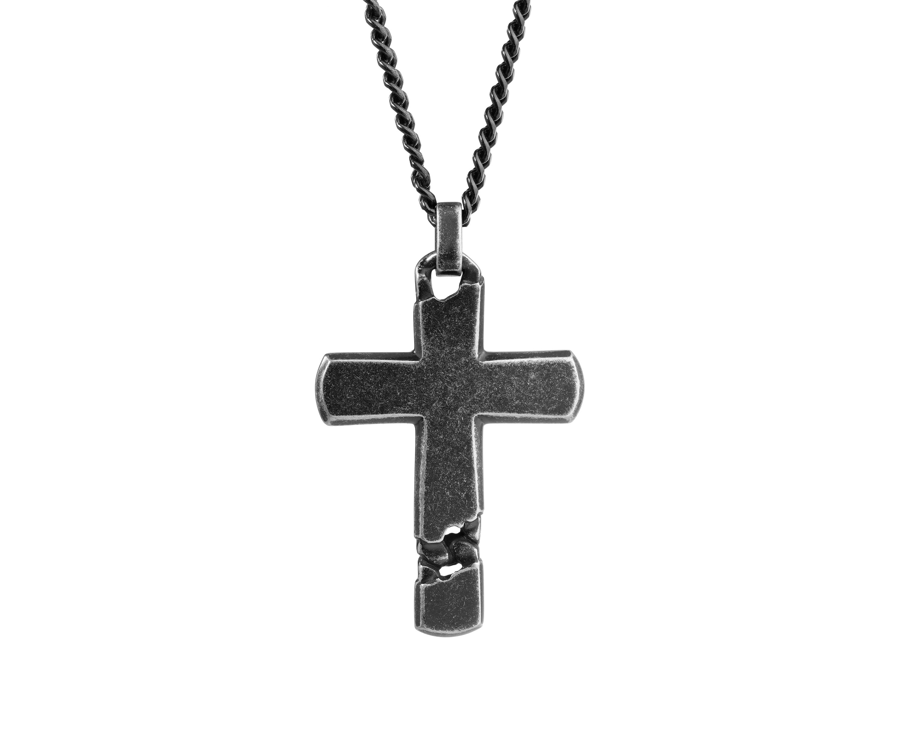 Stainless Cross Pendant Necklace with 24 Inch BIP Curb Chain