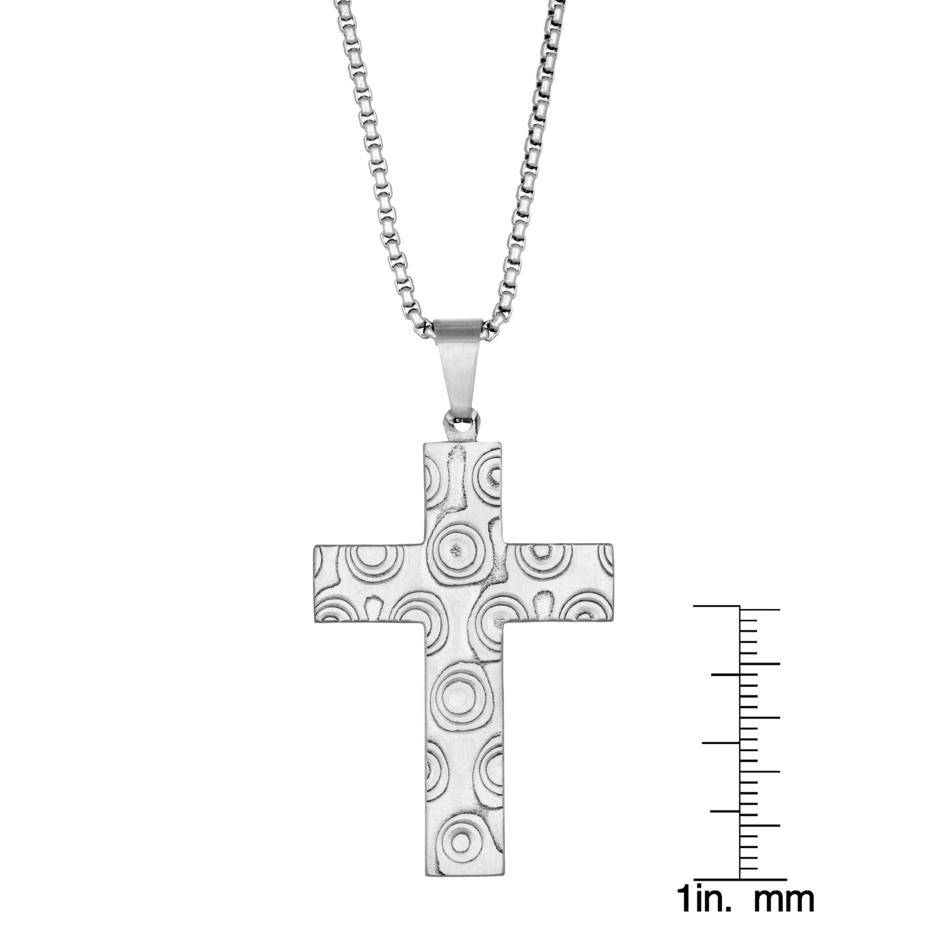 Damascus Steel Cross Pendant Necklace