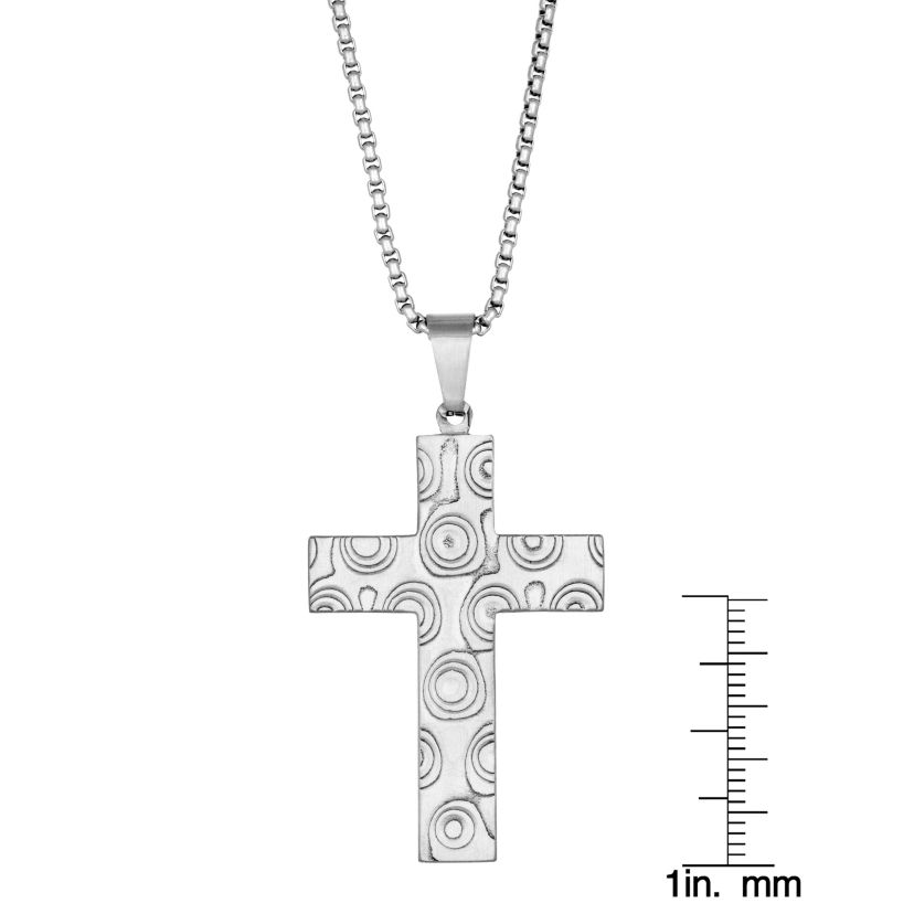 Damascus Steel Cross Pendant Necklace