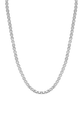 Belk & Co Men's Stainless Steel 5 Millimeter Round Box Chain Necklace, 22 Inch, White