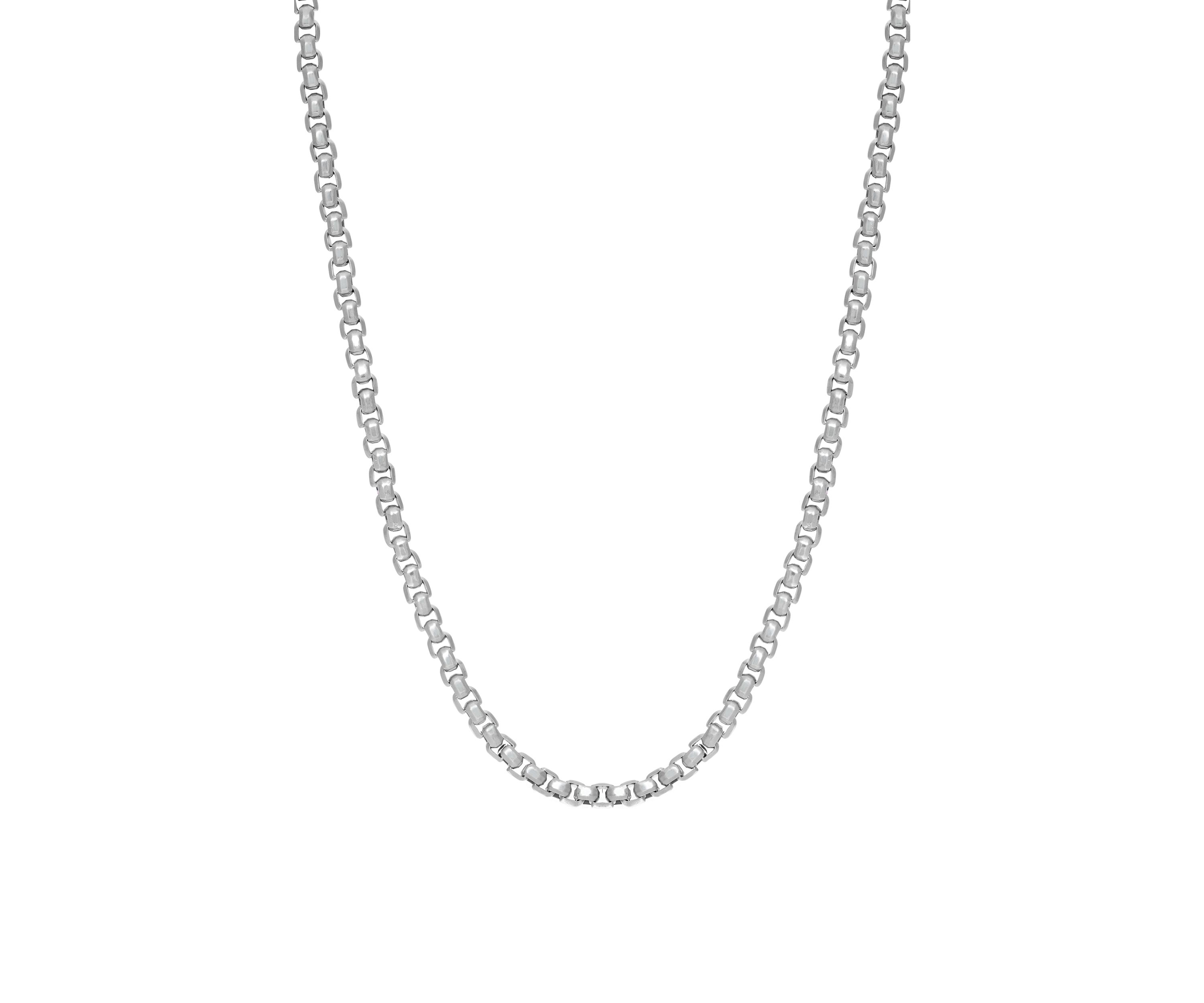 Stainless Steel 5 Millimeter Round Box Chain Necklace, 22 Inch