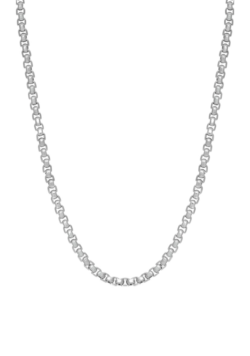 Stainless Steel 5 Millimeter Round Box Chain Necklace, 22 Inch