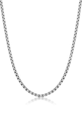 LYNX Men's Stainless Steel 5MM Round Box Chain Necklace, 24" Length, 24 in