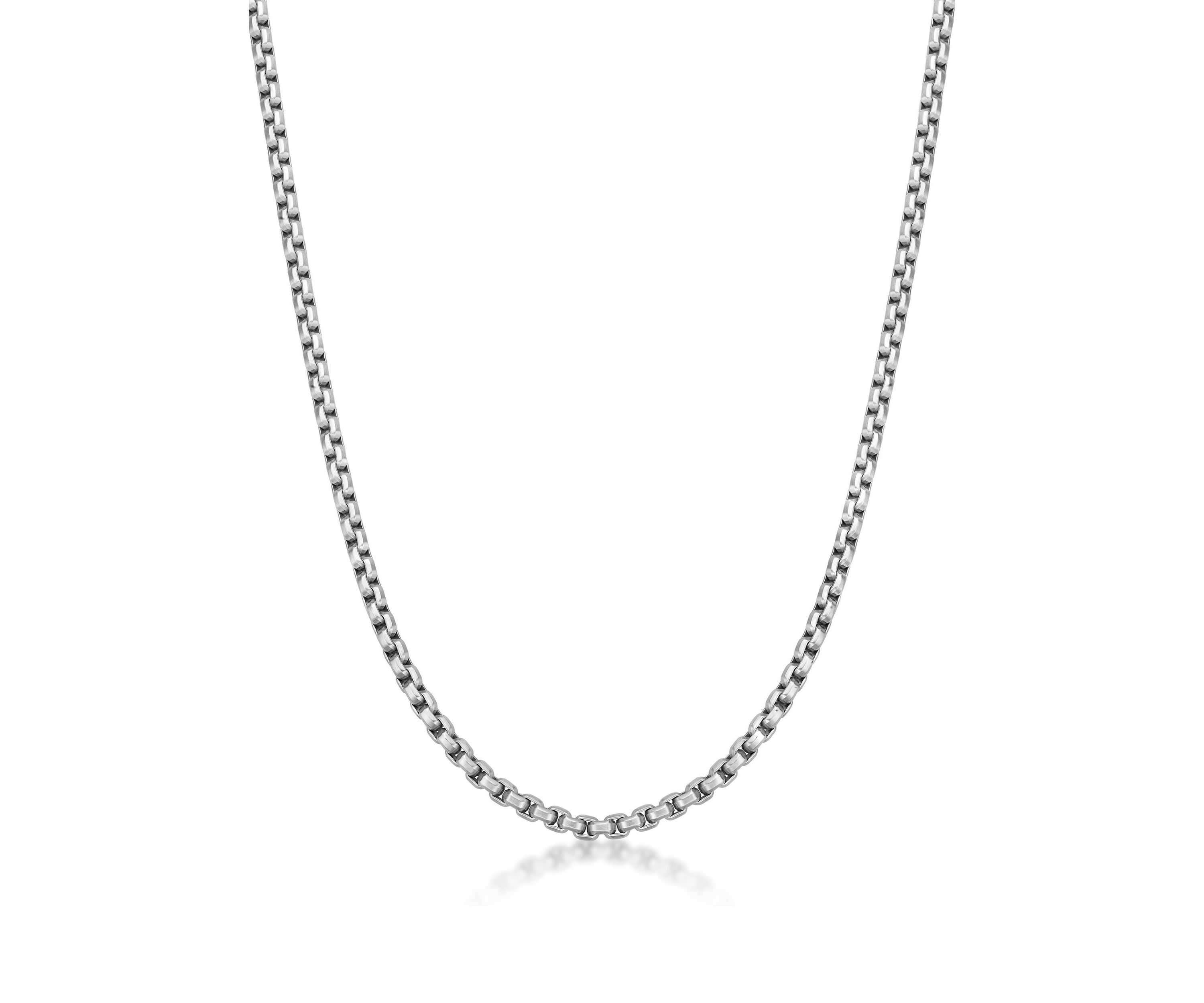 Stainless Steel 5MM Round Box Chain Necklace, 24" Length