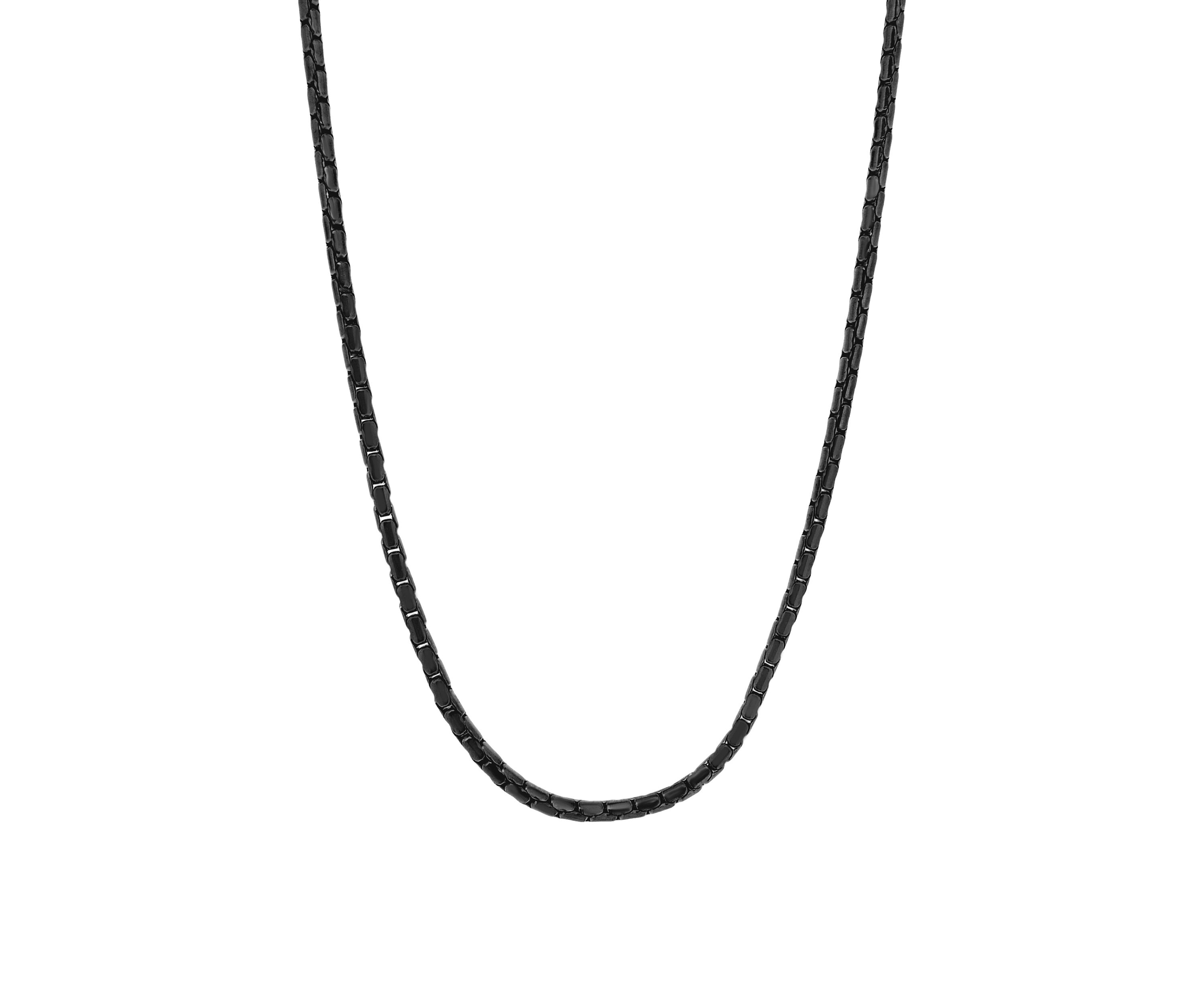 Stainless Steel 2.5 Millimeter Snake Chain Necklace with Black Ion Plating, 24 Inch