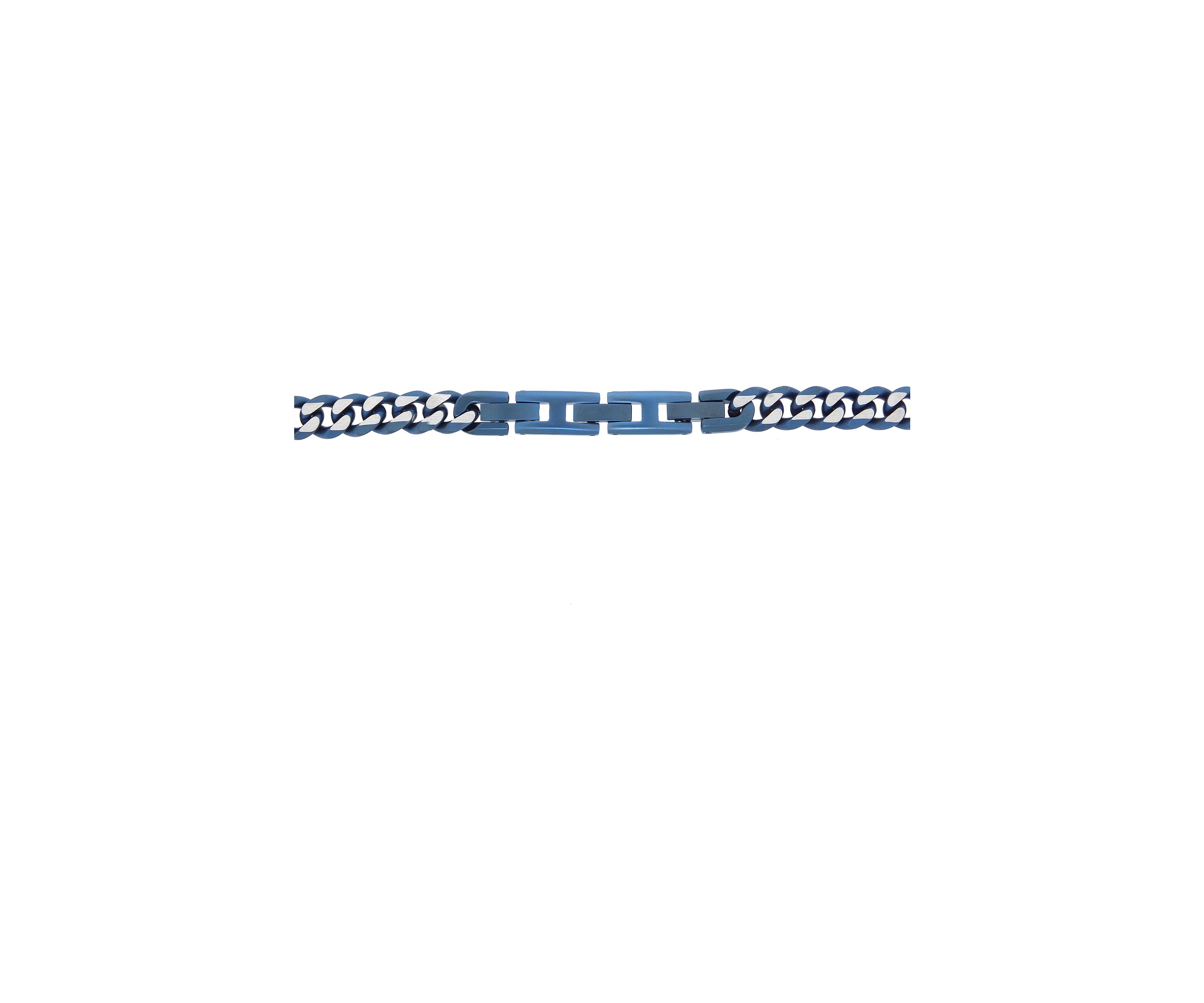 Stainless Steel 8 Millimeter Curb Chain Necklace with Blue Ion Plating, 24 Inch