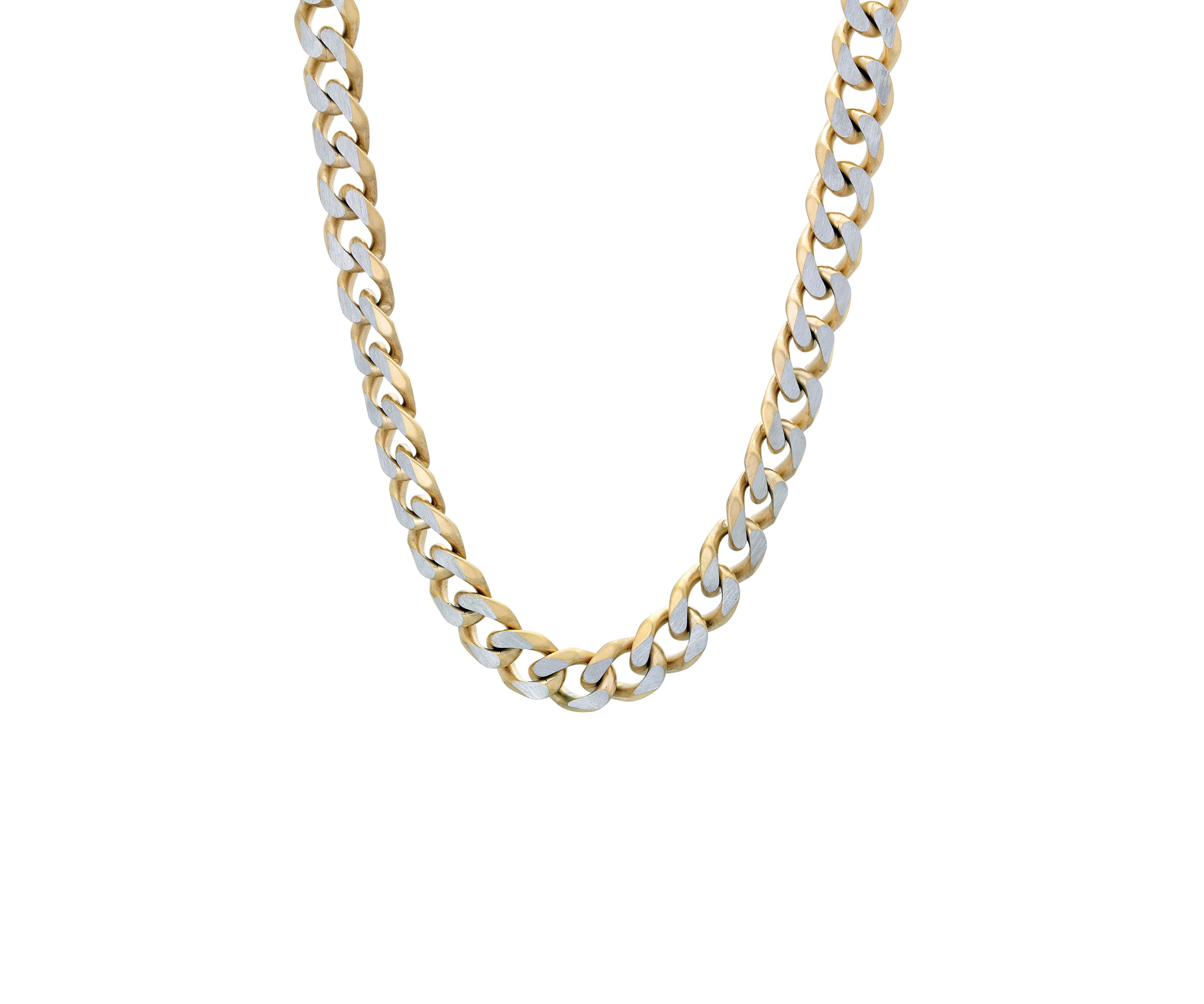 Stainless Steel 8 Millimeter Curb Chain Necklace with Gold Tone Ion Plating, 24 Inch