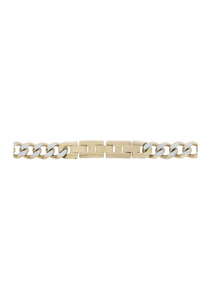 Stainless Steel 8 Millimeter Curb Chain Necklace with Gold Tone Ion Plating, 24 Inch