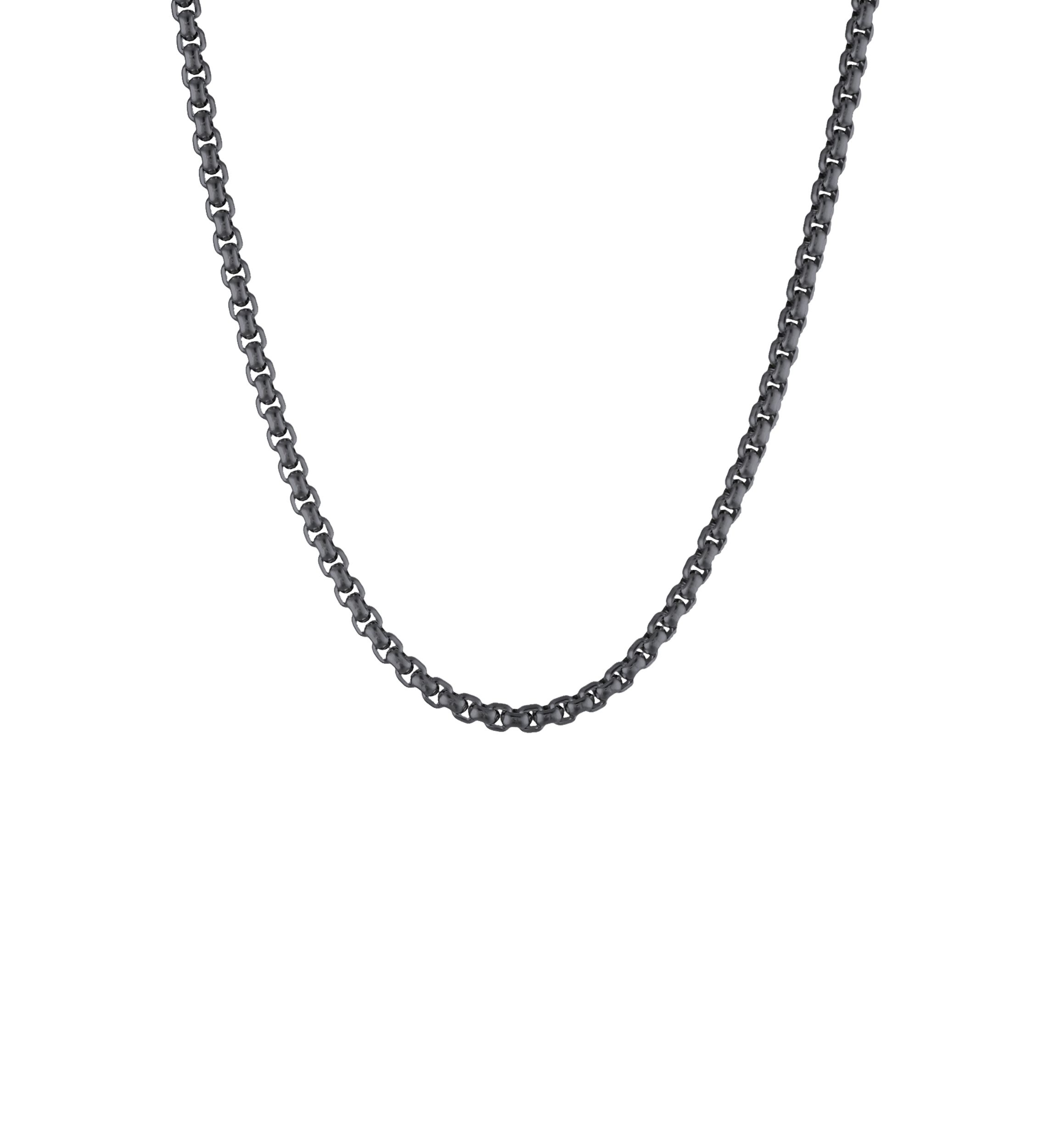 Stainless Black IP Square Rolo Necklace with Satin Finish