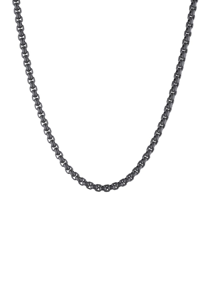 Stainless Black IP Square Rolo Necklace with Satin Finish