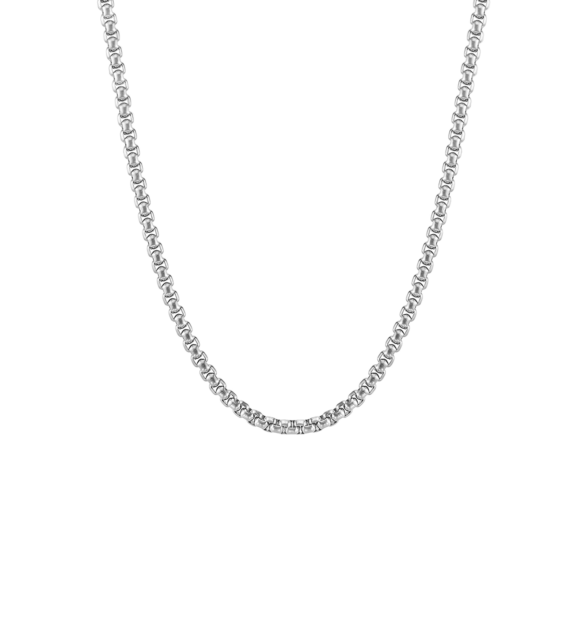Stainless Steel Square Rolo Necklace with Satin Finish
