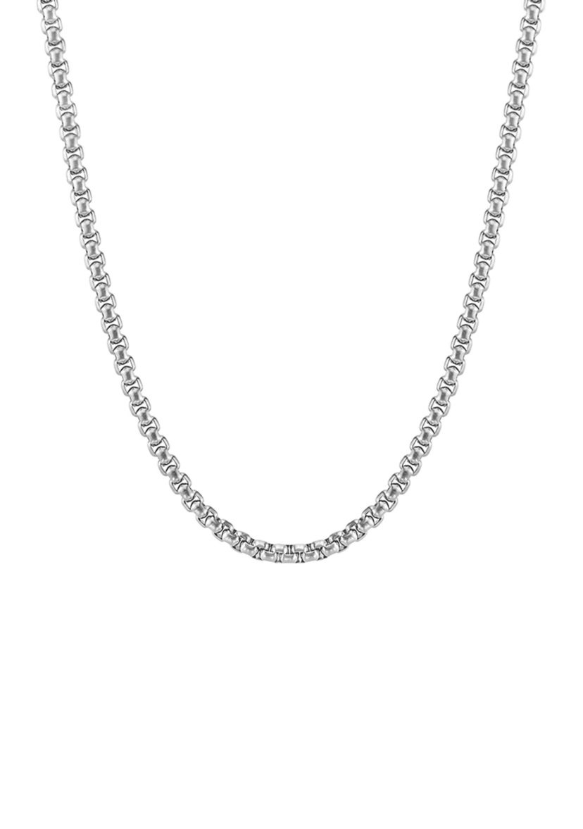 Stainless Steel Square Rolo Necklace with Satin Finish