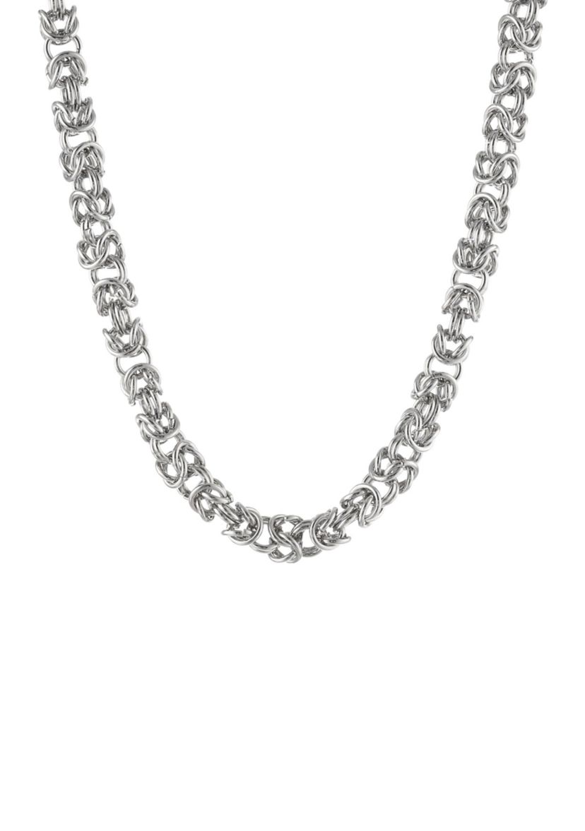 Stainless Steel 6 Millimeter Byzantine Chain Necklace, 18 Inch