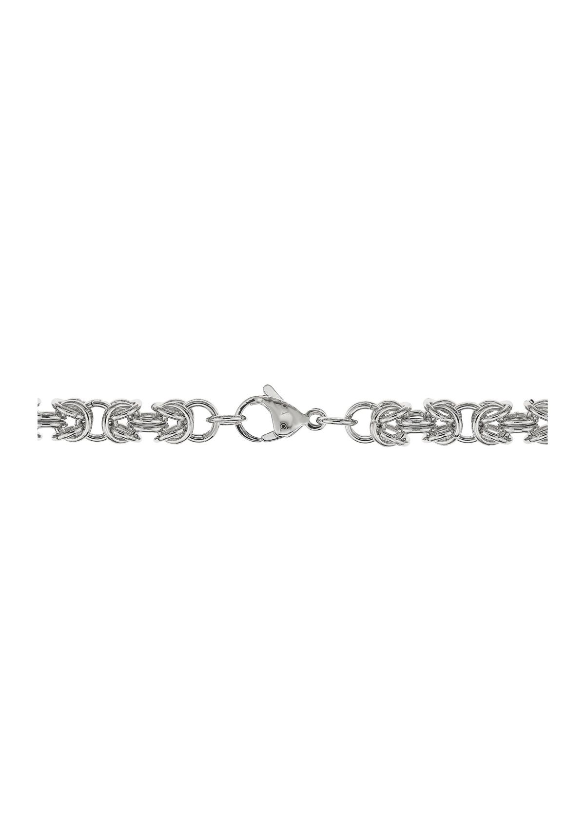 Stainless Steel 6 Millimeter Byzantine Chain Necklace, 18 Inch