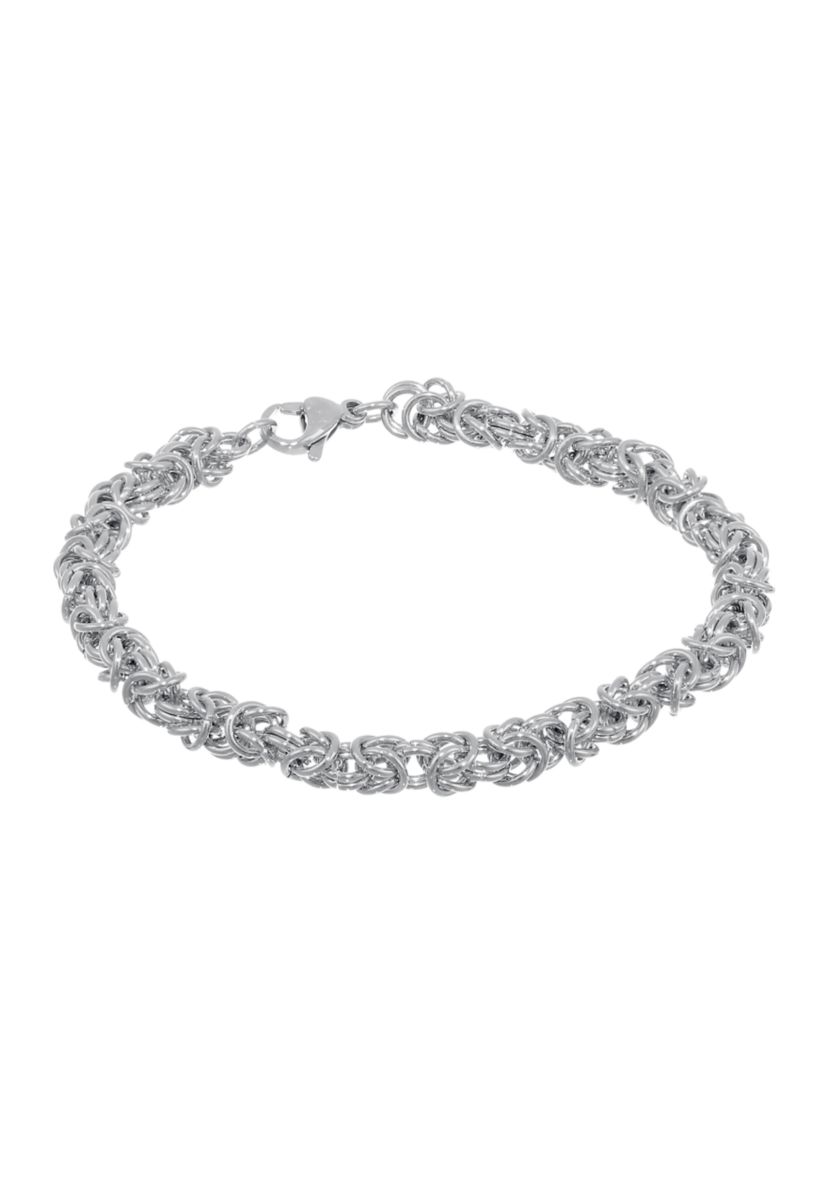 Stainless Steel 6 Millimeter Byzantine Chain Bracelet, 9 Inch