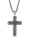Stainless Steel Antique Finish Cross Pendant on 24 Inch Wheat Chain