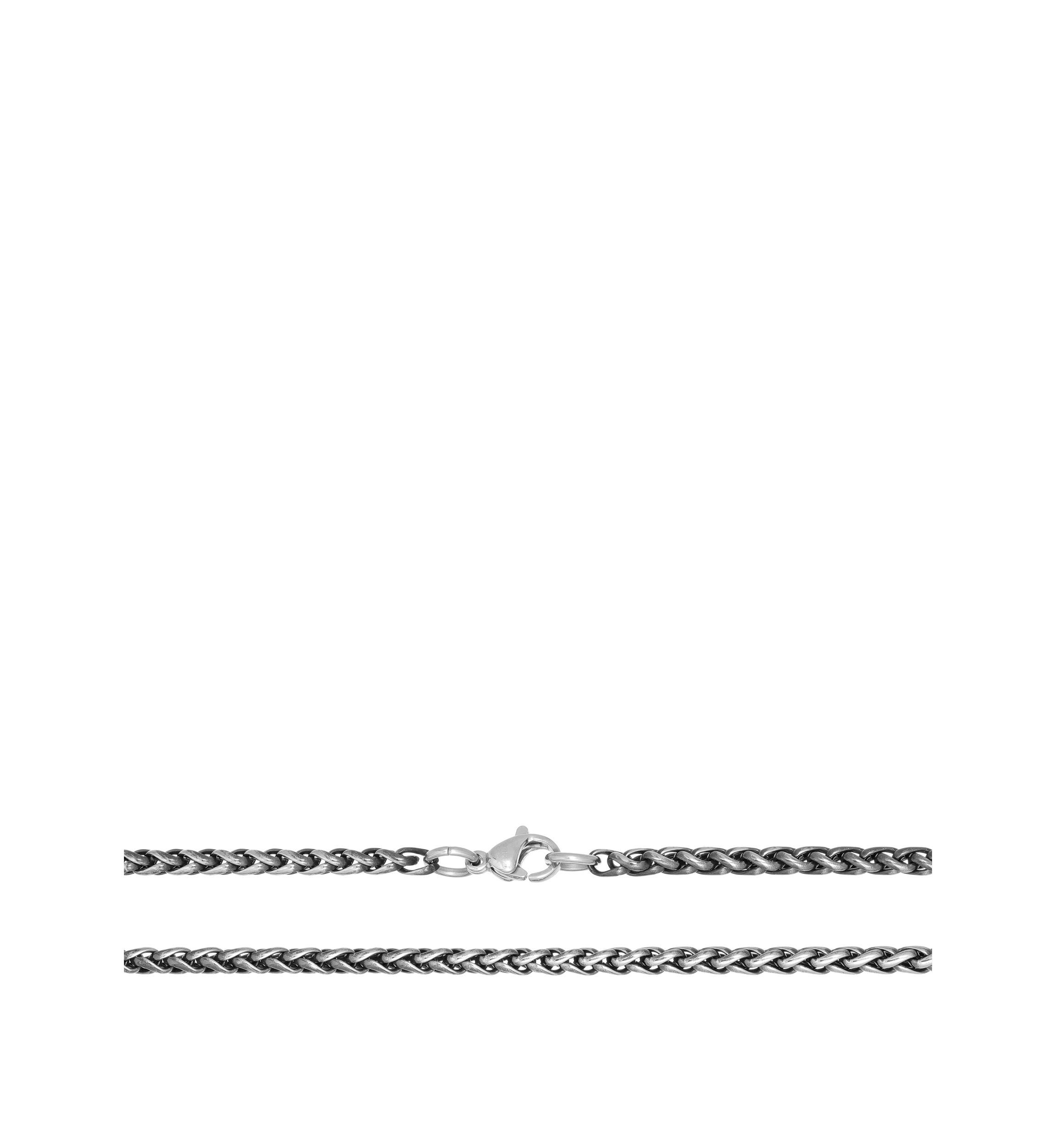 Stainless Steel Antique Finish Cross Pendant on 24 Inch Wheat Chain