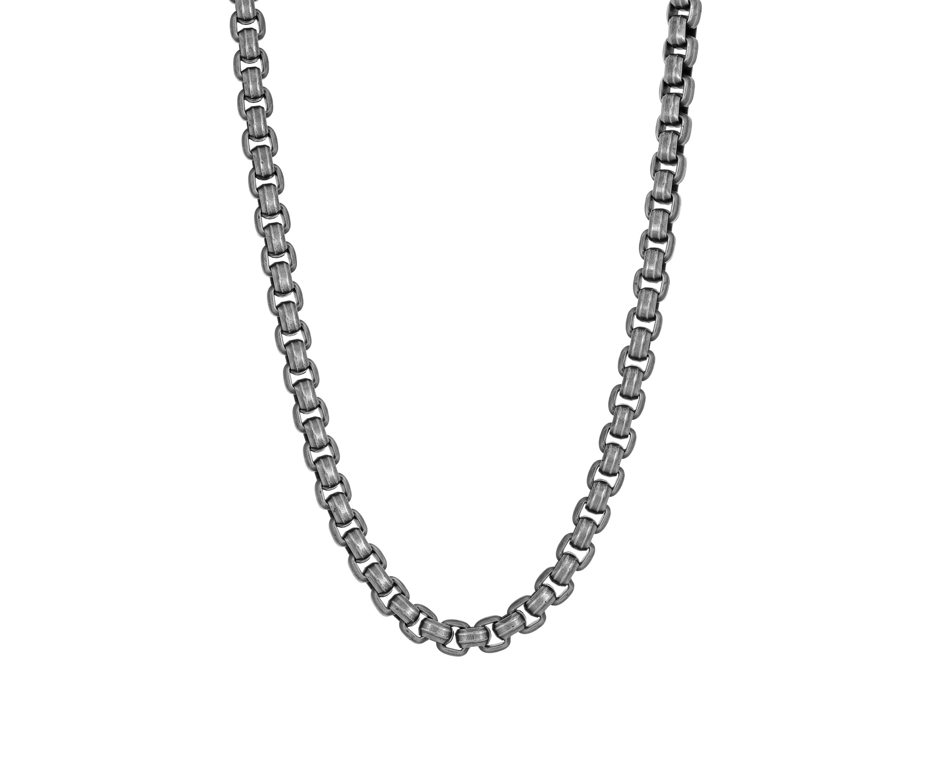 Stainless Antique Finish 6 Millimeter Rolo Chain with Push Lock