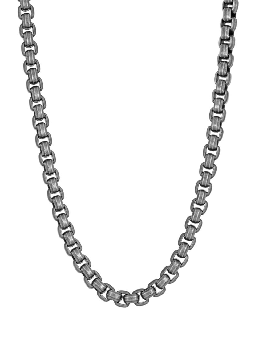 Stainless Antique Finish 6 Millimeter Rolo Chain with Push Lock