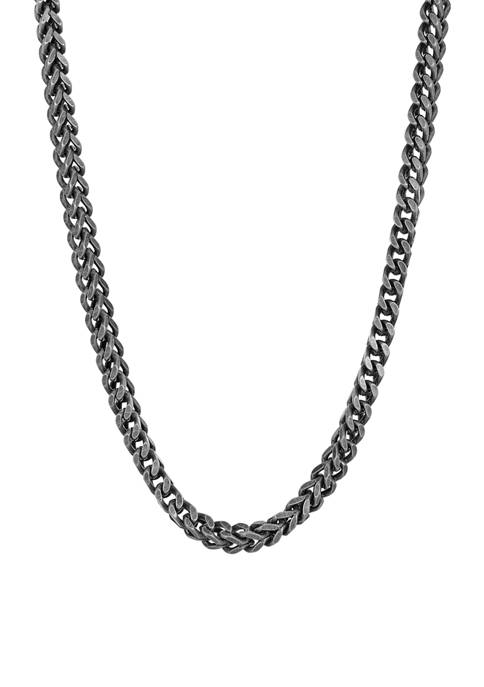 Stainless Antique Finish 4 Millimeter Franco Chain Necklace with Push Lock