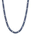 Stainless Steel 6 Millimeter Figaro Chain Necklace with Blue Acrylic