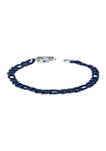 Stainless Steel 6 Millimeter Figaro Chain Bracelet with Blue Acrylic, 8.5 Inch