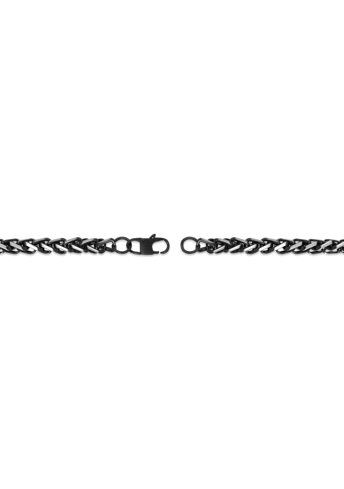 Stainless Steel 5MM Wheat Chain Necklace with Black Ion Plating, 22" Length