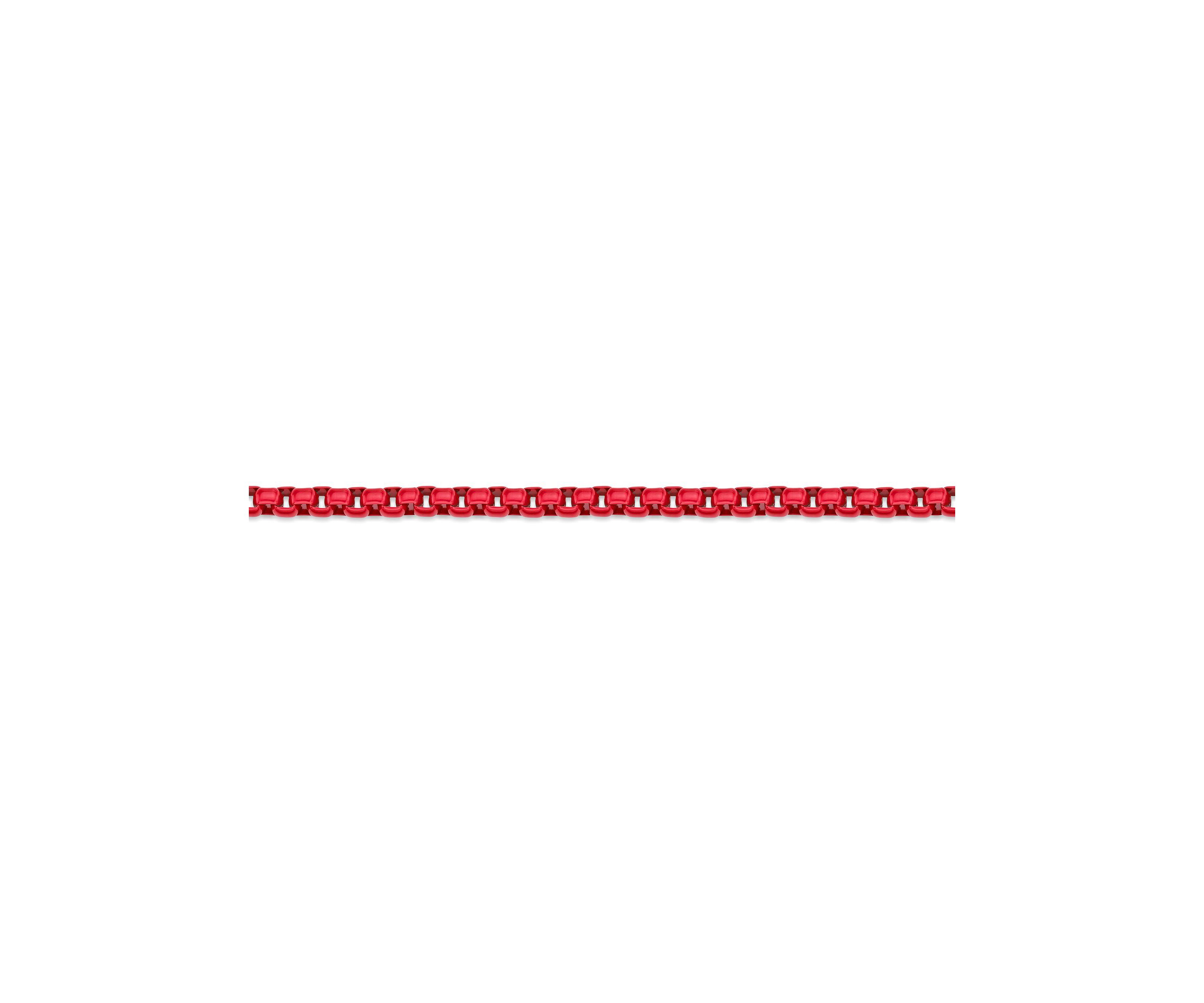 Stainless Steel 6MM Round Box Chain Necklace with Red Acrylic Coating, 22" Length