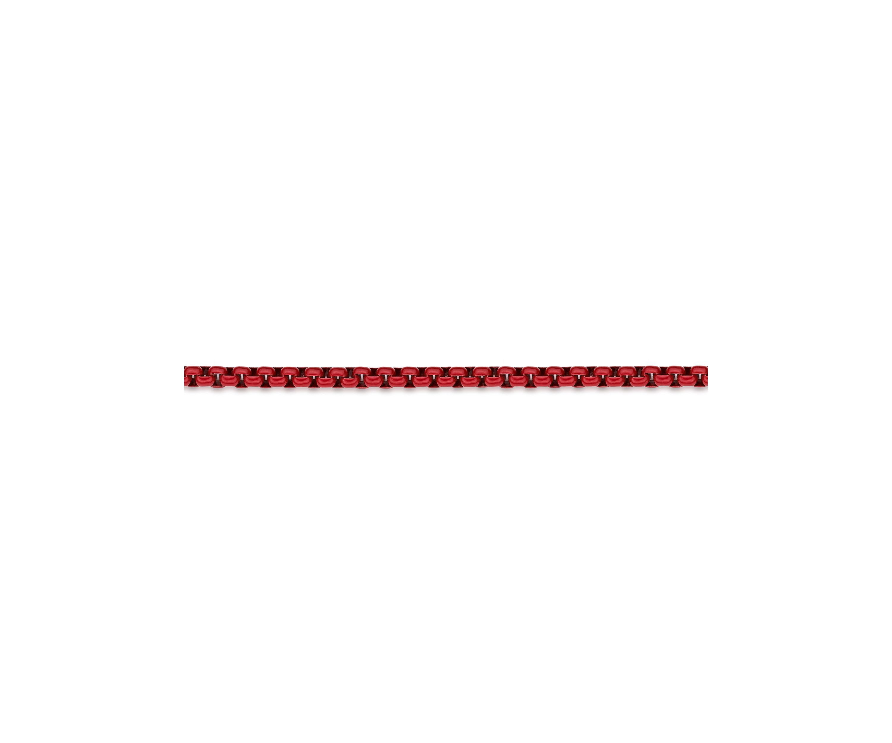 Stainless Steel 3MM Round Box Chain Necklace with Red Acrylic Coating, 18" Length