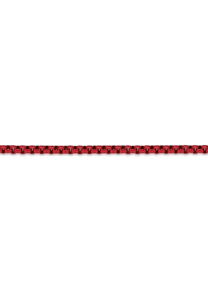 Stainless Steel 3MM Round Box Chain Necklace with Red Acrylic Coating, 18" Length