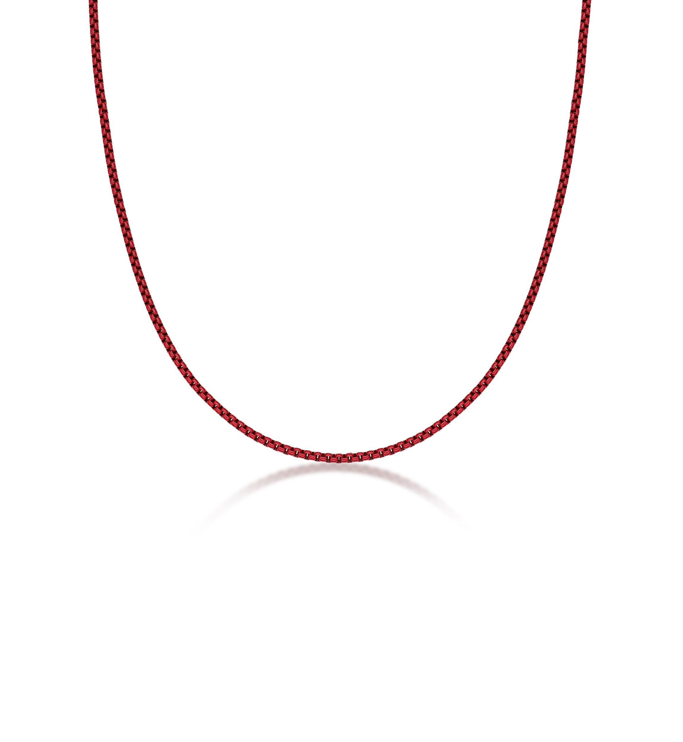 Stainless Steel 3MM Box Chain Necklace with Red Acrylic, 24” Length